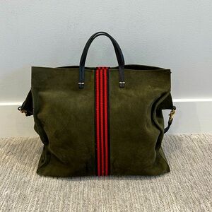 Clare V. Simple Tote Army Green, Stripes